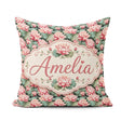 Custom Name Vibrant Pink Lotus Flowers on Dark Botanical Pattern Square Filled Cushion Throw Pillow Sofa Bed Home Decor Zip Washable UK Made