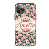 Vibrant Pink Lotus Flowers on Dark Background Custom Name Protective Phone Case Mobile Cover Durable Everyday Smartphone Shock Resistant
