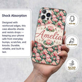 Vibrant Pink Lotus Flowers on Dark Background Custom Name Protective Phone Case Mobile Cover Durable Everyday Smartphone Shock Resistant