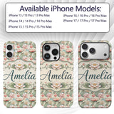 Soft Pastel Lotus Blossom Pattern with Elegant Custom Name Protective Phone Case Mobile Cover Durable Everyday Smartphone Shock Resistant