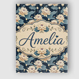 Personalised Name Cream Lotus Flowers on Custom  Unique Gift Idea Elegant Feature Canvas Wall Art Print Decor Picture Ready to Hang
