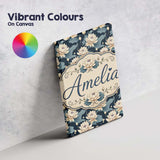 Personalised Name Cream Lotus Flowers on Custom  Unique Gift Idea Elegant Feature Canvas Wall Art Print Decor Picture Ready to Hang