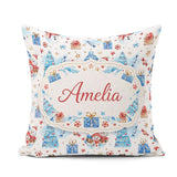 Custom Name Snowman Christmas Gifts Candy Winter Seamless Design Square Filled Cushion Throw Pillow Sofa Bed Home Decor Zip Washable UK Made