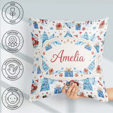 Custom Name Snowman Christmas Gifts Candy Winter Seamless Design Square Filled Cushion Throw Pillow Sofa Bed Home Decor Zip Washable UK Made