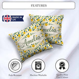 Custom Name Fresh Lemon Citrus Pattern with Leaves Sliced Design Square Filled Cushion Throw Pillow Sofa Bed Home Decor Zip Washable UK Made