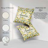 Custom Name Fresh Lemon Citrus Pattern with Leaves Sliced Design Square Filled Cushion Throw Pillow Sofa Bed Home Decor Zip Washable UK Made