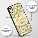 Classic Lemon Branch Pattern with Blossoms on Custom Name Protective Phone Case Mobile Cover Durable Everyday Smartphone Shock Resistant