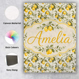 Personalised Name Classic Lemon Branch Custom  Modern Room Accent Elegant Feature Canvas Wall Art Print Decor Picture Ready to Hang