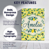 Personalised Name Bright Yellow Lemon and Custom  Unique Gift Idea Elegant Feature Canvas Wall Art Print Decor Picture Ready to Hang