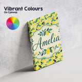 Personalised Name Bright Yellow Lemon and Custom  Unique Gift Idea Elegant Feature Canvas Wall Art Print Decor Picture Ready to Hang