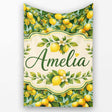Realistic Lemon Tree Branch Pattern with Ripe Fruit and Foliage  Personalised Custom Name Super Soft Fleece Blanket Bed Sofa Throw