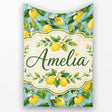 Vintage Lemon Tree Branches on Blue Background Botanical Seamless  Personalised Custom Name Super Soft Fleece Blanket Bed Sofa Throw