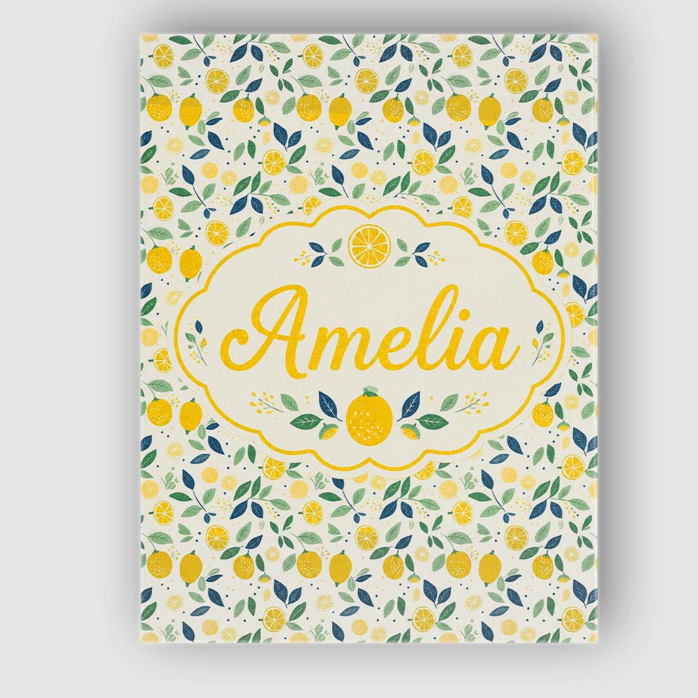 Personalised Name Playful Lemon Citrus and Custom  Unique Gift Idea Elegant Feature Canvas Wall Art Print Decor Picture Ready to Hang