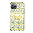 Playful Lemon Citrus and Leaves Repeat Pattern on Custom Name Protective Phone Case Mobile Cover Durable Everyday Smartphone Shock Resistant