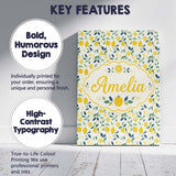 Personalised Name Playful Lemon Citrus and Custom  Unique Gift Idea Elegant Feature Canvas Wall Art Print Decor Picture Ready to Hang