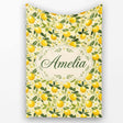 Warm Yellow Lemon Orchard with Flowers and Leaves Seamless Botanical  Personalised Custom Name Super Soft Fleece Blanket Bed Sofa Throw