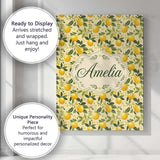 Personalised Name Warm Yellow Lemon Orchard Custom  Bespoke Interior Contemporary Canvas Wall Art Print Decor Picture Ready to Hang