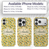 Warm Yellow Lemon Orchard with Flowers and Leaves Custom Name Protective Phone Case Mobile Cover Durable Everyday Smartphone Shock Resistant