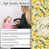 Warm Yellow Lemon Orchard with Flowers and Leaves Seamless Botanical  Personalised Custom Name Super Soft Fleece Blanket Bed Sofa Throw