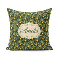 Custom Name Dark Green Lemon Tree Botanical with Detailed Leaves Square Filled Cushion Throw Pillow Sofa Bed Home Decor Zip Washable UK Made