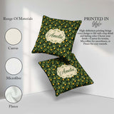 Custom Name Dark Green Lemon Tree Botanical with Detailed Leaves Square Filled Cushion Throw Pillow Sofa Bed Home Decor Zip Washable UK Made