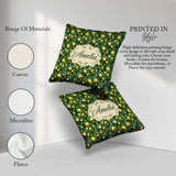 Custom Name Rich Blue with Vibrant Lemon Tree Branches Seamless Square Filled Cushion Throw Pillow Sofa Bed Home Decor Zip Washable UK Made