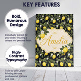 Personalised Name Detailed Lemon Branches Custom  Unique Gift Idea Elegant Feature Canvas Wall Art Print Decor Picture Ready to Hang