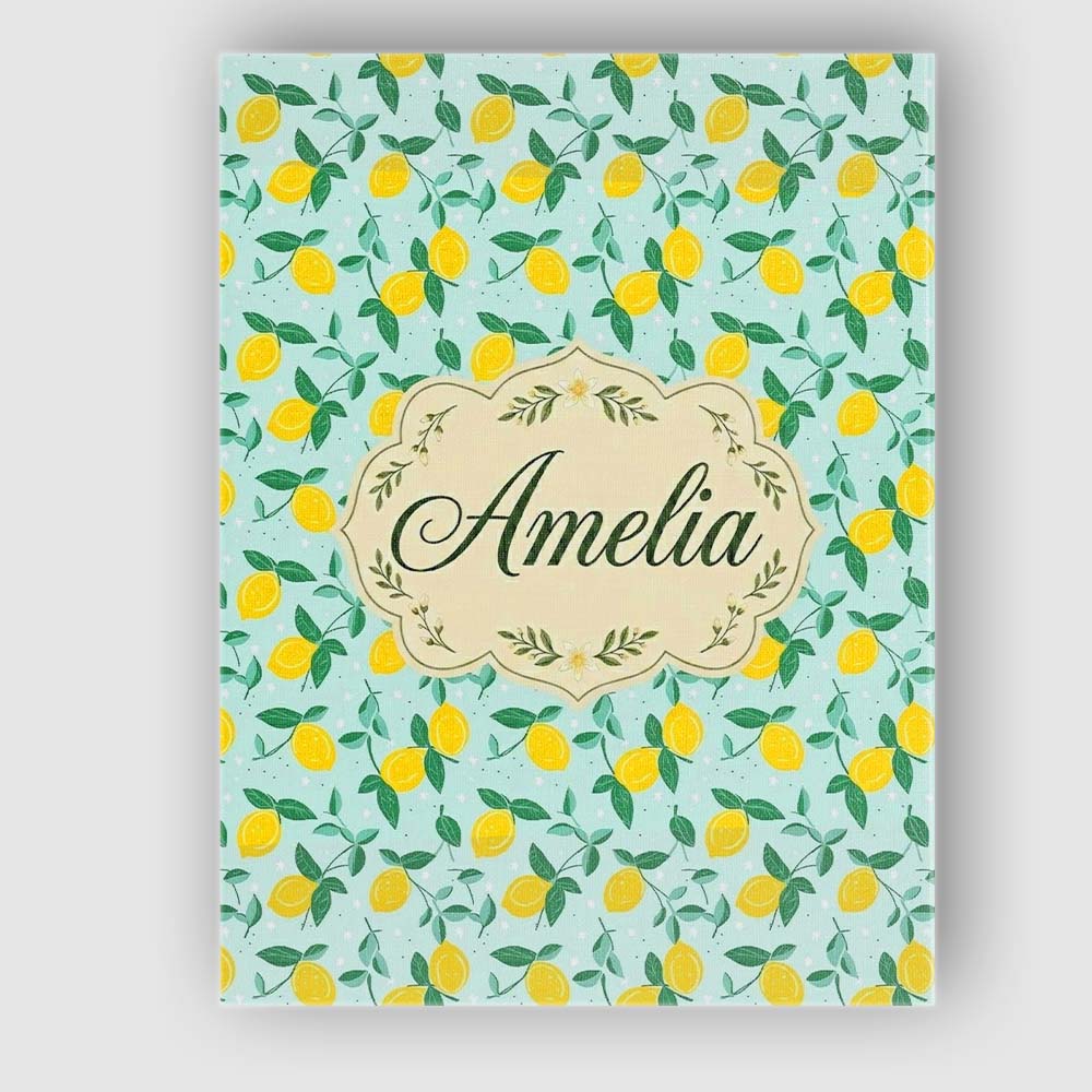 Personalised Name Fresh Lemon and Leaf Toss Custom  Bespoke Interior Contemporary Canvas Wall Art Print Decor Picture Ready to Hang