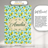 Fresh Lemon and Leaf Toss Pattern on Mint Green Background Lovely  Personalised Custom Name Super Soft Fleece Blanket Bed Sofa Throw