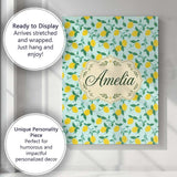 Personalised Name Fresh Lemon and Leaf Toss Custom  Bespoke Interior Contemporary Canvas Wall Art Print Decor Picture Ready to Hang