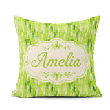 Custom Name Abstract Green Brushstroke Texture Seamless Artistic Square Filled Cushion Throw Pillow Sofa Bed Home Decor Zip Washable UK Made