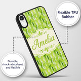 Abstract Green Brushstroke Texture Printed Design Custom Name Protective Phone Case Mobile Cover Durable Everyday Smartphone Shock Resistant