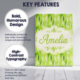 Personalised Name Abstract Green Brushstroke Custom Bespoke  Contemporary Display Canvas Wall Art Print Decor Picture Ready to Hang