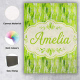 Personalised Name Abstract Green Brushstroke Custom Bespoke  Contemporary Display Canvas Wall Art Print Decor Picture Ready to Hang