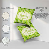 Custom Name Abstract Green Brushstroke Texture Seamless Artistic Square Filled Cushion Throw Pillow Sofa Bed Home Decor Zip Washable UK Made