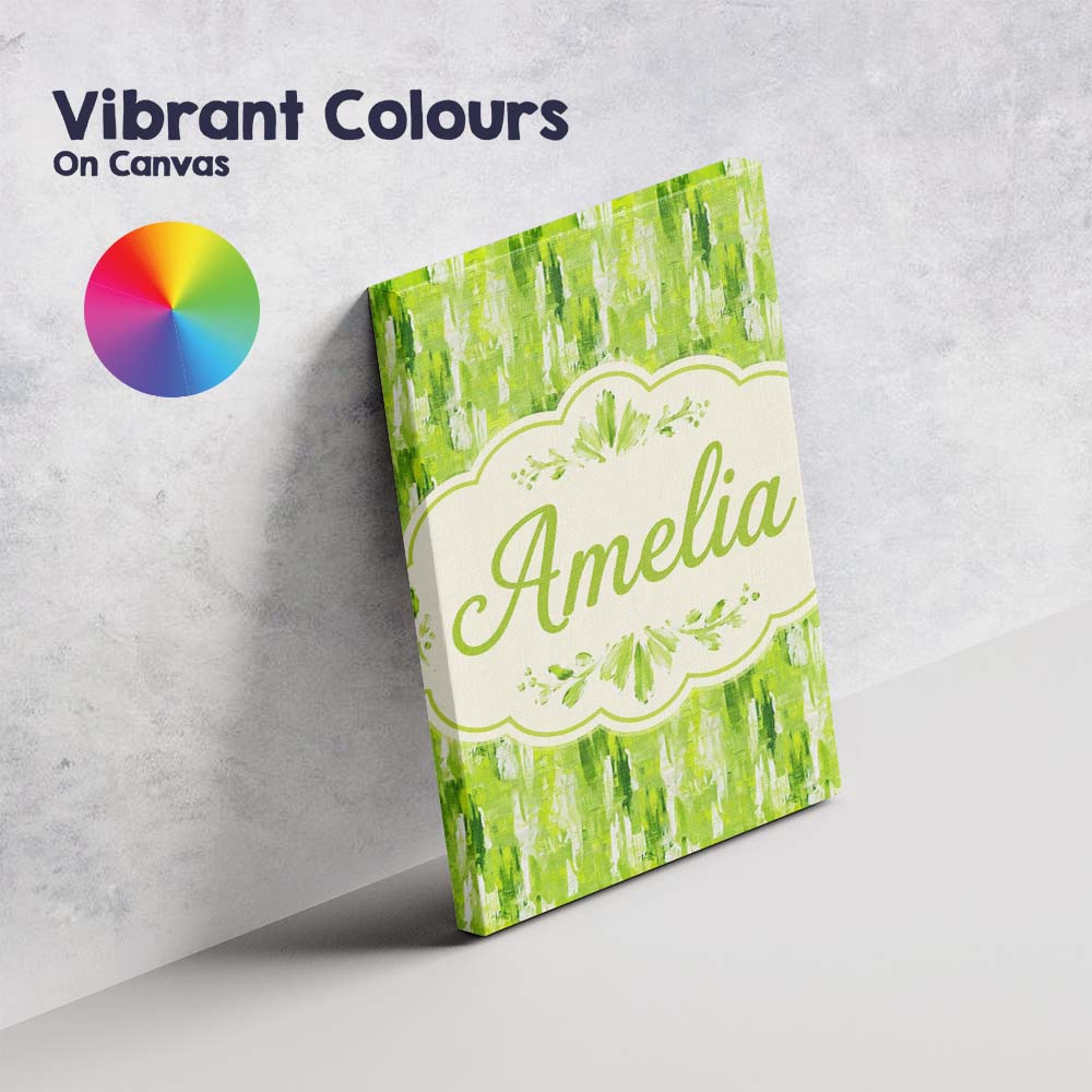 Personalised Name Abstract Green Brushstroke Custom Bespoke  Contemporary Display Canvas Wall Art Print Decor Picture Ready to Hang