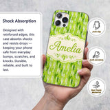 Abstract Green Brushstroke Texture Printed Design Custom Name Protective Phone Case Mobile Cover Durable Everyday Smartphone Shock Resistant