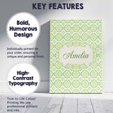 Personalised Name Geometric Floral Green Custom  Unique Gift Idea Elegant Feature Canvas Wall Art Print Decor Picture Ready to Hang