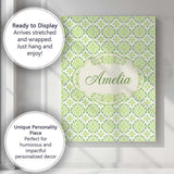 Personalised Name Geometric Floral Green Custom  Unique Gift Idea Elegant Feature Canvas Wall Art Print Decor Picture Ready to Hang