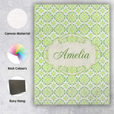 Personalised Name Geometric Floral Green Custom  Unique Gift Idea Elegant Feature Canvas Wall Art Print Decor Picture Ready to Hang