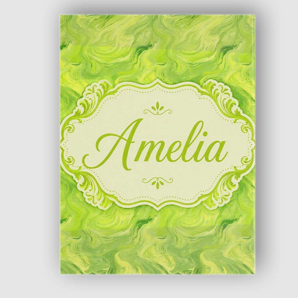 Personalised Name Fluid Green Marble Swirl Custom  Unique Gift Idea Elegant Feature Canvas Wall Art Print Decor Picture Ready to Hang