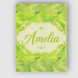 Personalised Name Fluid Green Marble Swirl Custom  Unique Gift Idea Elegant Feature Canvas Wall Art Print Decor Picture Ready to Hang