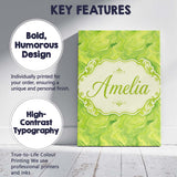 Personalised Name Fluid Green Marble Swirl Custom  Unique Gift Idea Elegant Feature Canvas Wall Art Print Decor Picture Ready to Hang