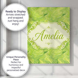 Personalised Name Fluid Green Marble Swirl Custom  Unique Gift Idea Elegant Feature Canvas Wall Art Print Decor Picture Ready to Hang