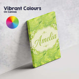 Personalised Name Fluid Green Marble Swirl Custom  Unique Gift Idea Elegant Feature Canvas Wall Art Print Decor Picture Ready to Hang