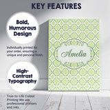 Personalised Name Green Retro Geometric Custom  Modern Room Accent Elegant Feature Canvas Wall Art Print Decor Picture Ready to Hang