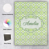 Personalised Name Green Retro Geometric Custom  Modern Room Accent Elegant Feature Canvas Wall Art Print Decor Picture Ready to Hang