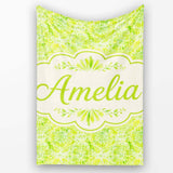 Watercolor Citrus Slice Lime Pattern Seamless Fresh Fruit Design  Personalised Custom Name Super Soft Fleece Blanket Bed Sofa Throw