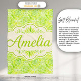 Watercolor Citrus Slice Lime Pattern Seamless Fresh Fruit Design  Personalised Custom Name Super Soft Fleece Blanket Bed Sofa Throw