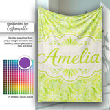 Watercolor Citrus Slice Lime Pattern Seamless Fresh Fruit Design  Personalised Custom Name Super Soft Fleece Blanket Bed Sofa Throw